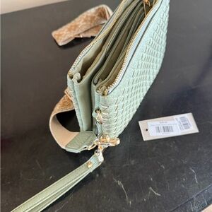 Brand new-Chic Woven [weave] Crossbody Bag in Sage Green